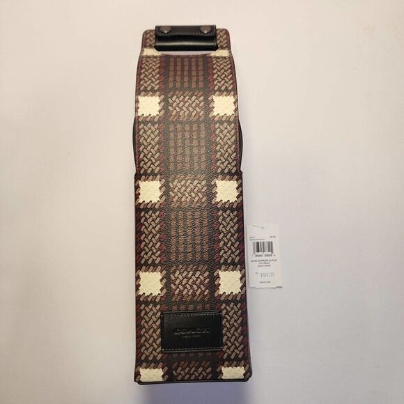 NWT Coach CN417 Wine Carrier With Plaid Print Gunmetal/Black Multi - Picture 1 of 5